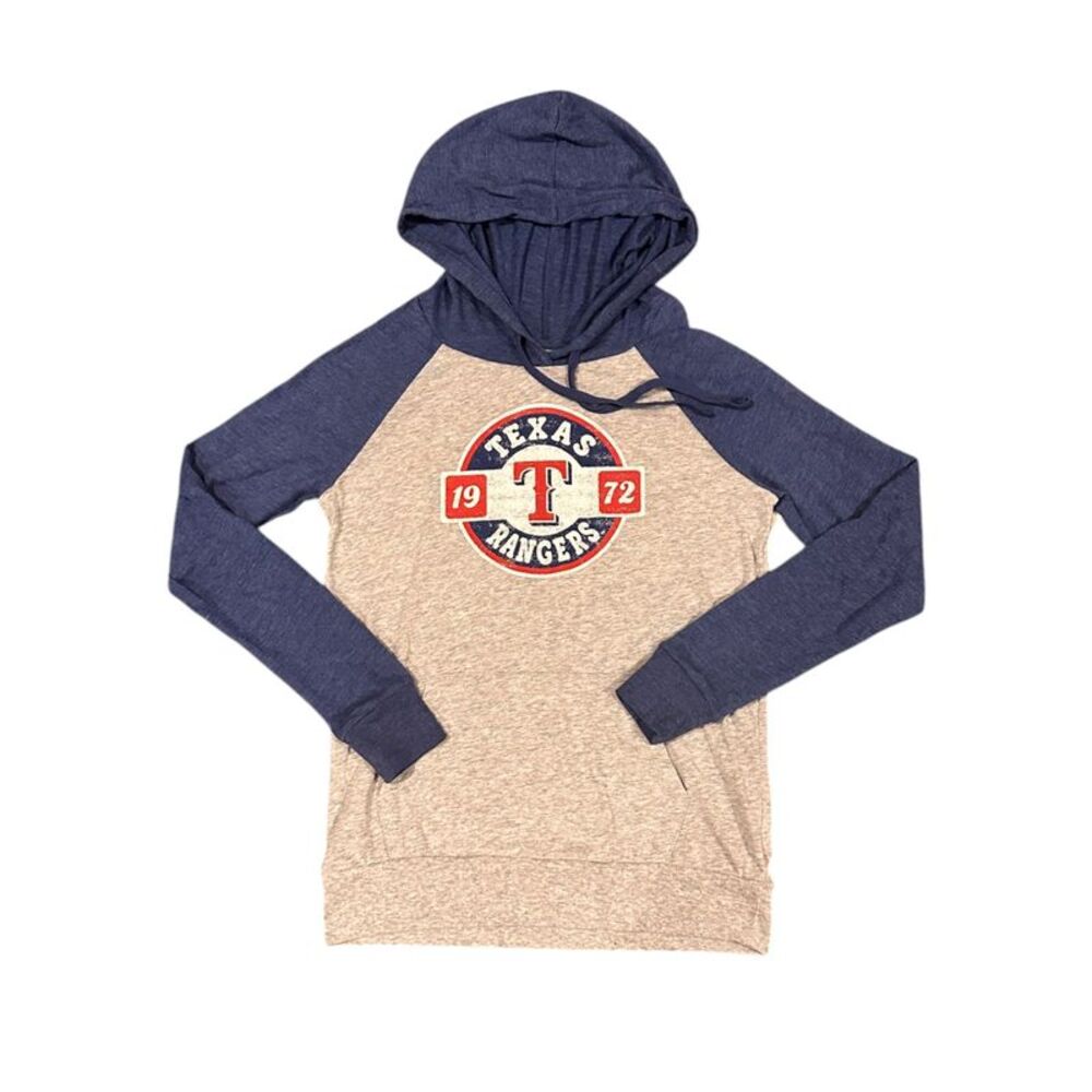 MLB Texas Rangers Men's Lightweight Hooded Long Sleeve Shirt in Grey, XS